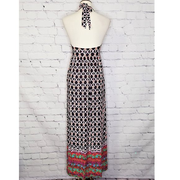 TRINA TURK Geometric Bra Halter Maxi Dress, Sz M - Picture 6 of 8